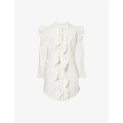 Isabel Marant Womens White Chantalga Broderie Long-sleeve Cotton Mini Dress