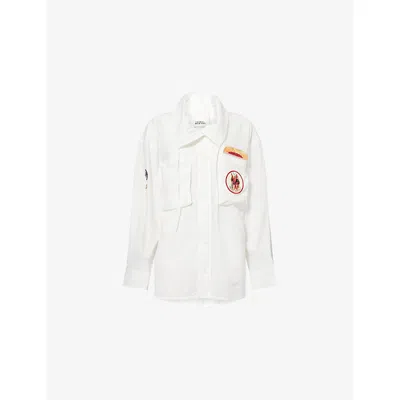 Isabel Marant Womens White Chely Embroidered Woven Shirt