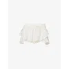 Isabel Marant Womens White Neis Open-cut Embroidered Cotton Mini Shorts In Multi