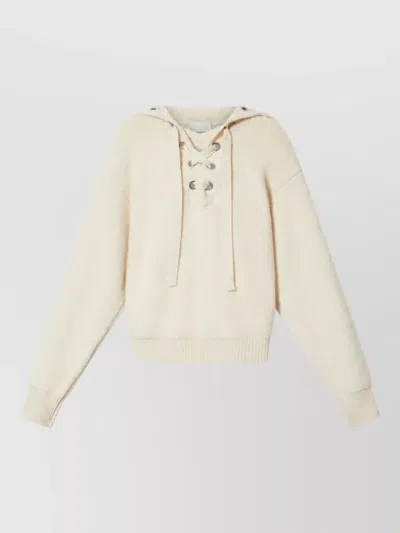 Isabel Marant Wool Alpaca High Neck Ribbed Sweater In Neutral