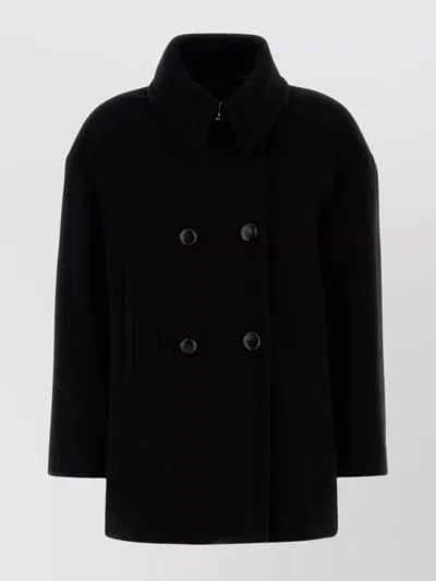 Isabel Marant Wool Blend Fiby Coat With Collared Neck In Black
