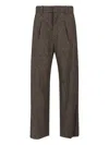 Isabel Marant Lisetta Pinstripe Pleated Wide Leg Wool Blend Trousers In Brown