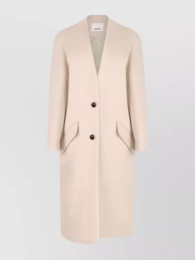ISABEL MARANT WOOL BLEND V-NECK COAT WITH FLAP POCKETS