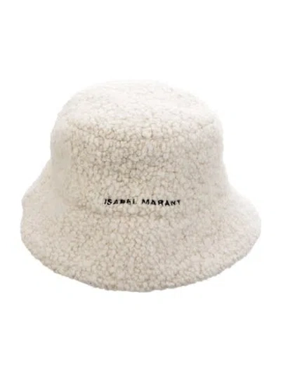Pre-owned Isabel Marant Wool Branded Bucket Hat In Neutrals