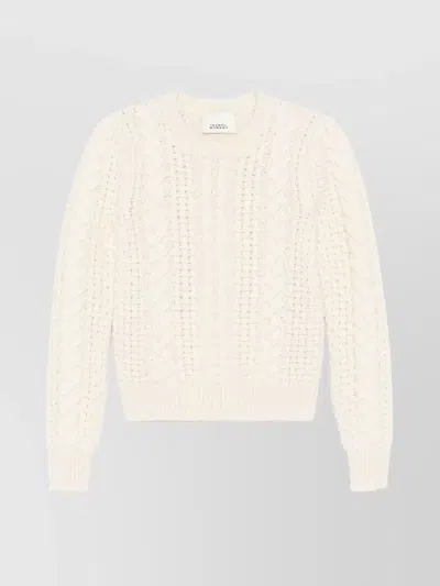 Isabel Marant Wool Cable Knit Sweater In Beige