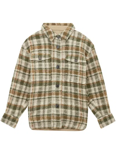 Isabel Marant Relaxed Boxy Plaid Coat With Classic Collar In Multi
