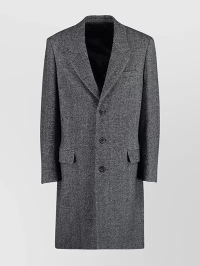 ISABEL MARANT WOOL COAT WITH HERRINGBONE PATTERN AND NOTCH LAPEL