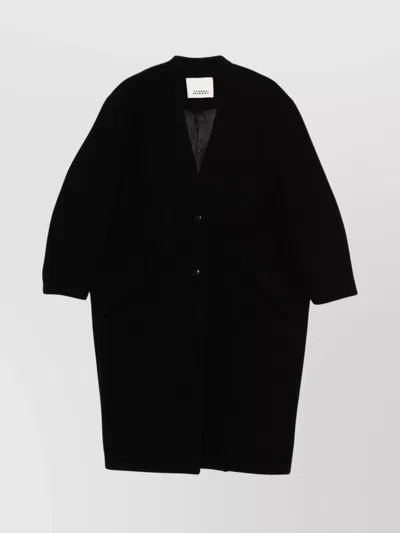 ISABEL MARANT WOOL COAT WITH SHOULDER PADS AND V-NECKLINE