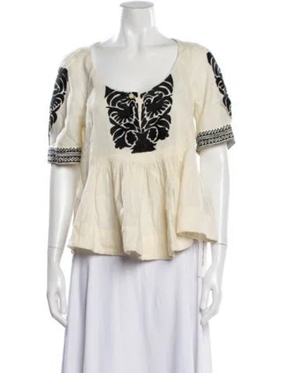 Pre-owned Isabel Marant Wool Graphic Print Blouse In Neutral