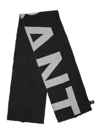 Pre-owned Isabel Marant Wool Graphic Print Scarf In Gray