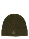 Isabel Marant Wool Hat With Logo Patch In Green