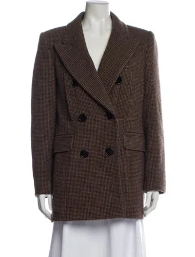 Pre-owned Isabel Marant Wool Houndstooth Print Blazer In Brown