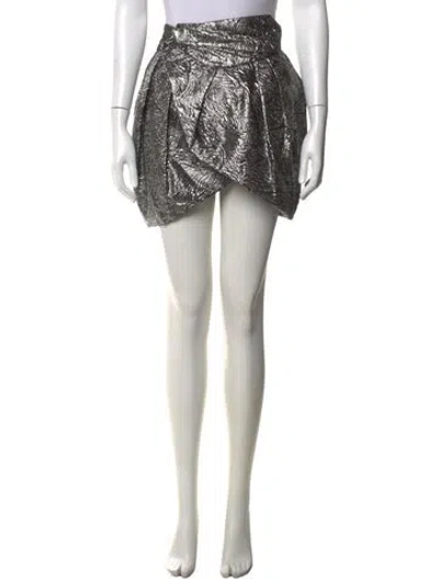 Pre-owned Isabel Marant Wool Mini Skirt W/ Tags In Metallic/silver