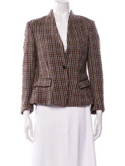 Pre-owned Isabel Marant Wool Plaid Print Blazer In Brown