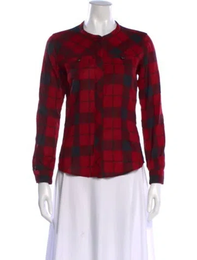 Pre-owned Isabel Marant Wool Plaid Print Blouse In Red