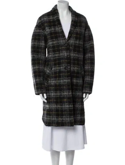 Pre-owned Isabel Marant Wool Plaid Print Coat In Blue