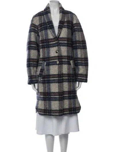 Pre-owned Isabel Marant Wool Plaid Print Coat In Blue/grey