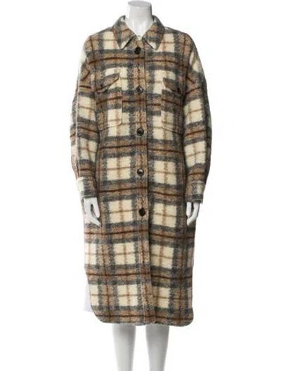 Pre-owned Isabel Marant Wool Plaid Print Coat In Brown