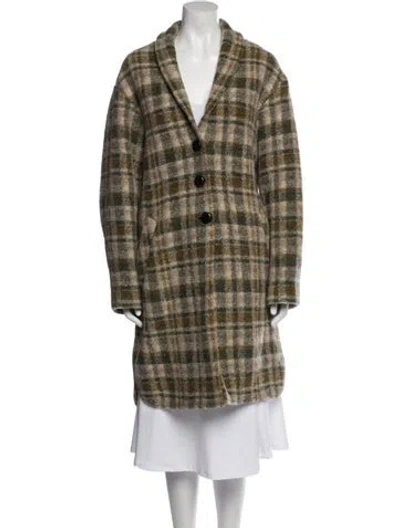 Pre-owned Isabel Marant Wool Plaid Print Coat In Green