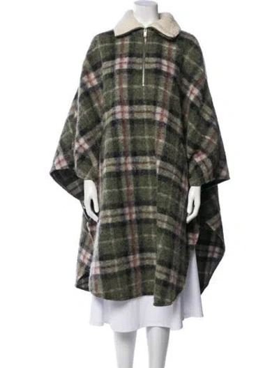 Pre-owned Isabel Marant Wool Plaid Print Coat In Green