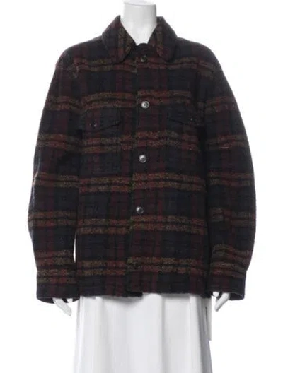Pre-owned Isabel Marant Wool Plaid Print Jacket In Blue