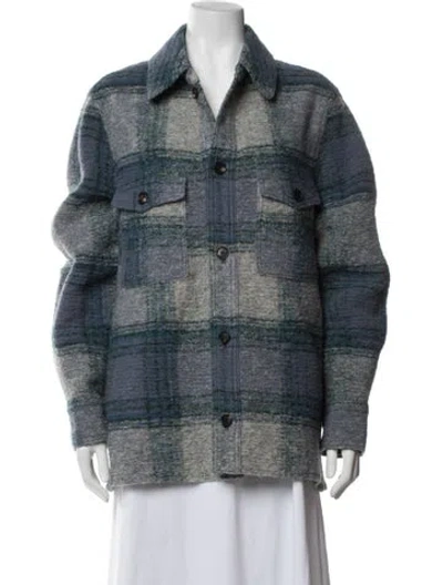 Pre-owned Isabel Marant Wool Plaid Print Jacket In Blue