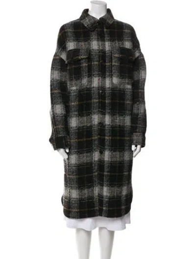 Pre-owned Isabel Marant Wool Plaid Print Peacoat In Green