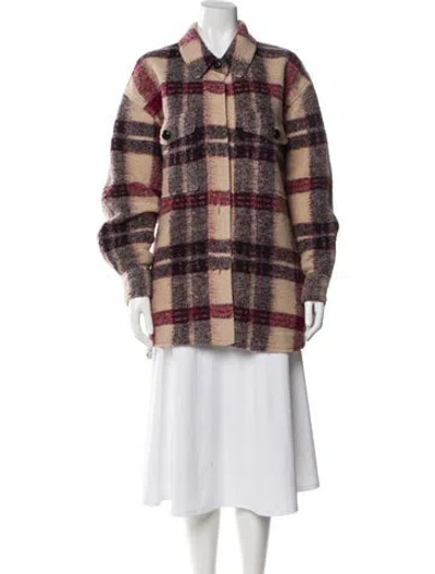 Pre-owned Isabel Marant Wool Plaid Print Peacoat In Neutral