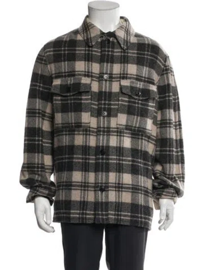 Pre-owned Isabel Marant Wool Plaid Print Trucker Jacket In Gray