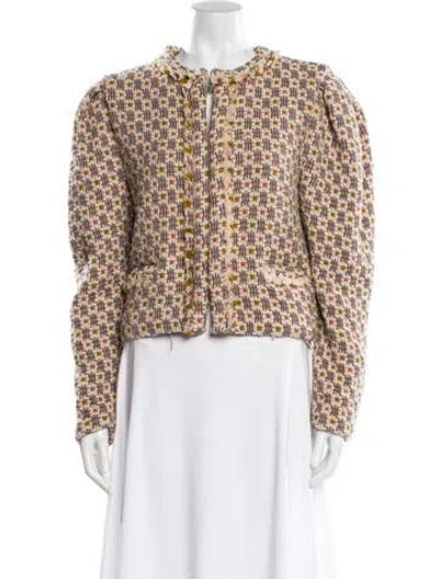 Pre-owned Isabel Marant Wool Printed Faux Fur Jacket In Neutral
