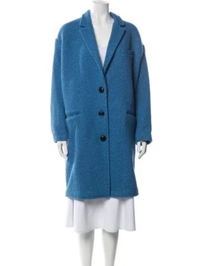 Pre-owned Isabel Marant Wool Tweed Pattern Coat In Blue