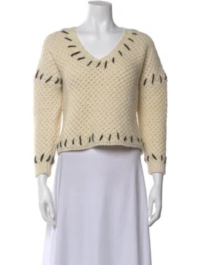Pre-owned Isabel Marant Wool V-neck Sweater In Neutral
