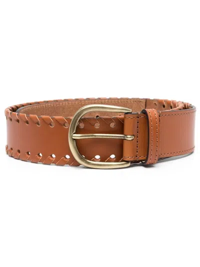 Isabel Marant Woven-edge Buckle Belt In Brown