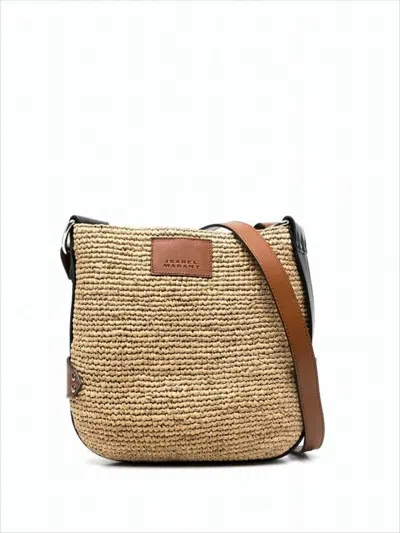 Isabel Marant Woven Raffia Crossbody Bag In Nude