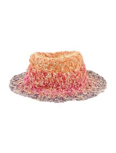 Pre-owned Isabel Marant Woven Raffia Hat In Orange