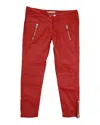 Isabel Marant X H & M Waxed Biker Jeans In Red Cotton In Red
