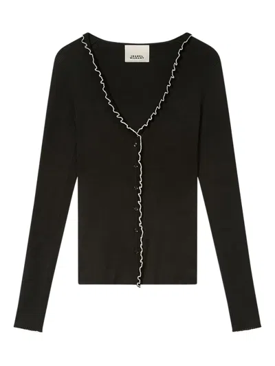 Isabel Marant X Izae Ruffled Trim Cardigan In Black