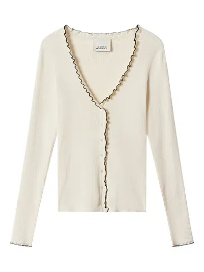 Isabel Marant X Izae Ruffled Trim Cardigan In Neutral