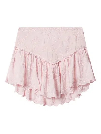 Isabel Marant X Zoelia Embroidered Ruffled Skirt In Pink