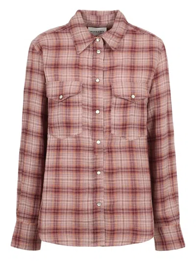 Isabel Marant Yalisa Buttoned-checked Shirt In Burgundy