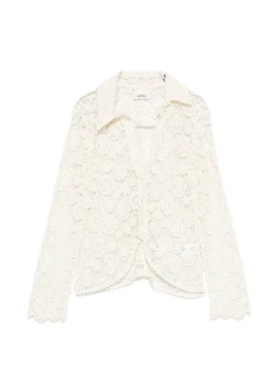 Isabel Marant Yana Floral-lace Long-sleeve Shirt In Neutral