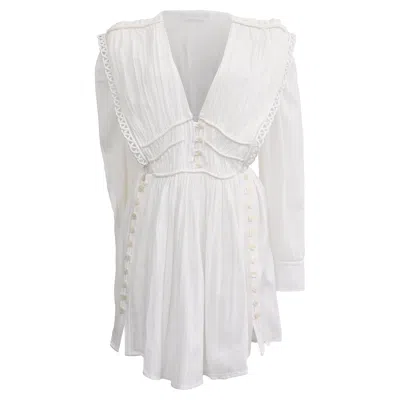 Isabel Marant Yaxo Mini Dress In White Cotton