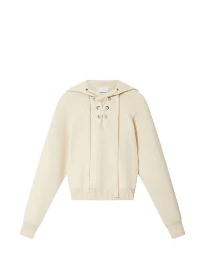 Isabel Marant Ydali Lace-up Collar Sweater In Multi