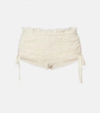 Isabel Marant Yeliz Crochet Cotton Micro Shorts In White
