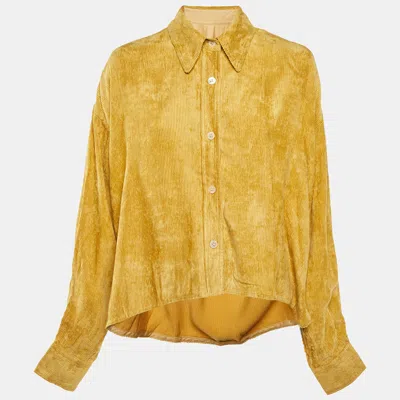 Isabel Marant Yellow Corduroy Button Front Oversized Shirt
