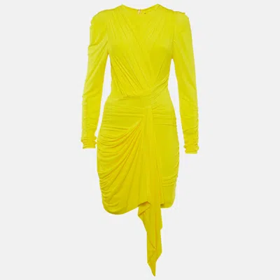 Pre-owned Isabel Marant Yellow Jersey Ruched Mini Dress M