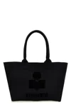 Isabel Marant Women Black Shopper Bag With Logo Embroidery On The Front And Double Handles In Cotton In Blue