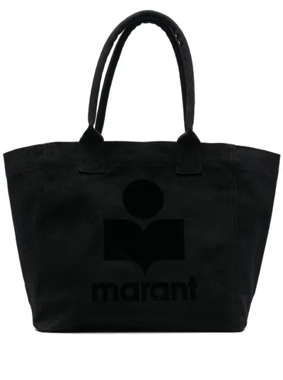 Isabel Marant 'yenky' Black Small Tote Bag With Logo On The Front In Cotton Woman
