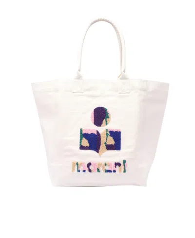 Isabel Marant Yenky Bouclé-logo Top Handle Bag In White