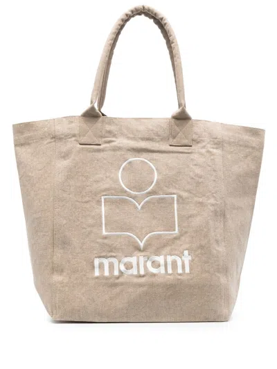 Isabel Marant Yenky Canvas Logo Tote Bag In Brown